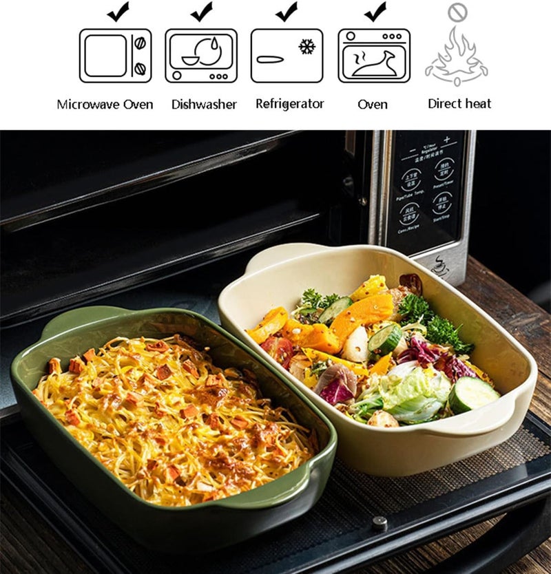 TUSIMI Ceramic Casserole Dish with Lid,33oz Covered Rectangular Baking Dish with Lid,Deep Casserole Cookware Bakeware,Oven Safe and Dishwash Safe - Image 3
